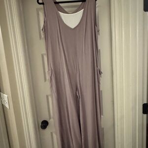 Sleeveless light brown Jumpsuit - Women's Relaxed Fit